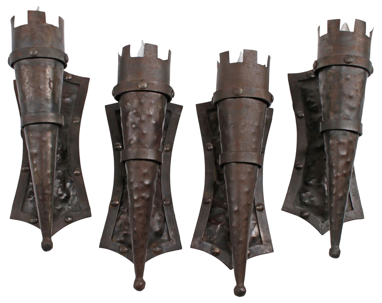 (4) MEDIEVAL STYLE IRON TORCH WALL SCONCES (1 of 6)