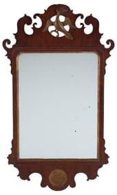 GEORGE III CHIPPENDALE PARCEL-GILT MAHOGANY FRET MIRROR