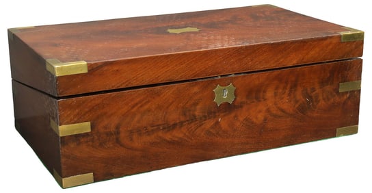 ENGLISH BRASS-BOUND MAHOGANY TRAVEL DESK/ WRITING SLOPE