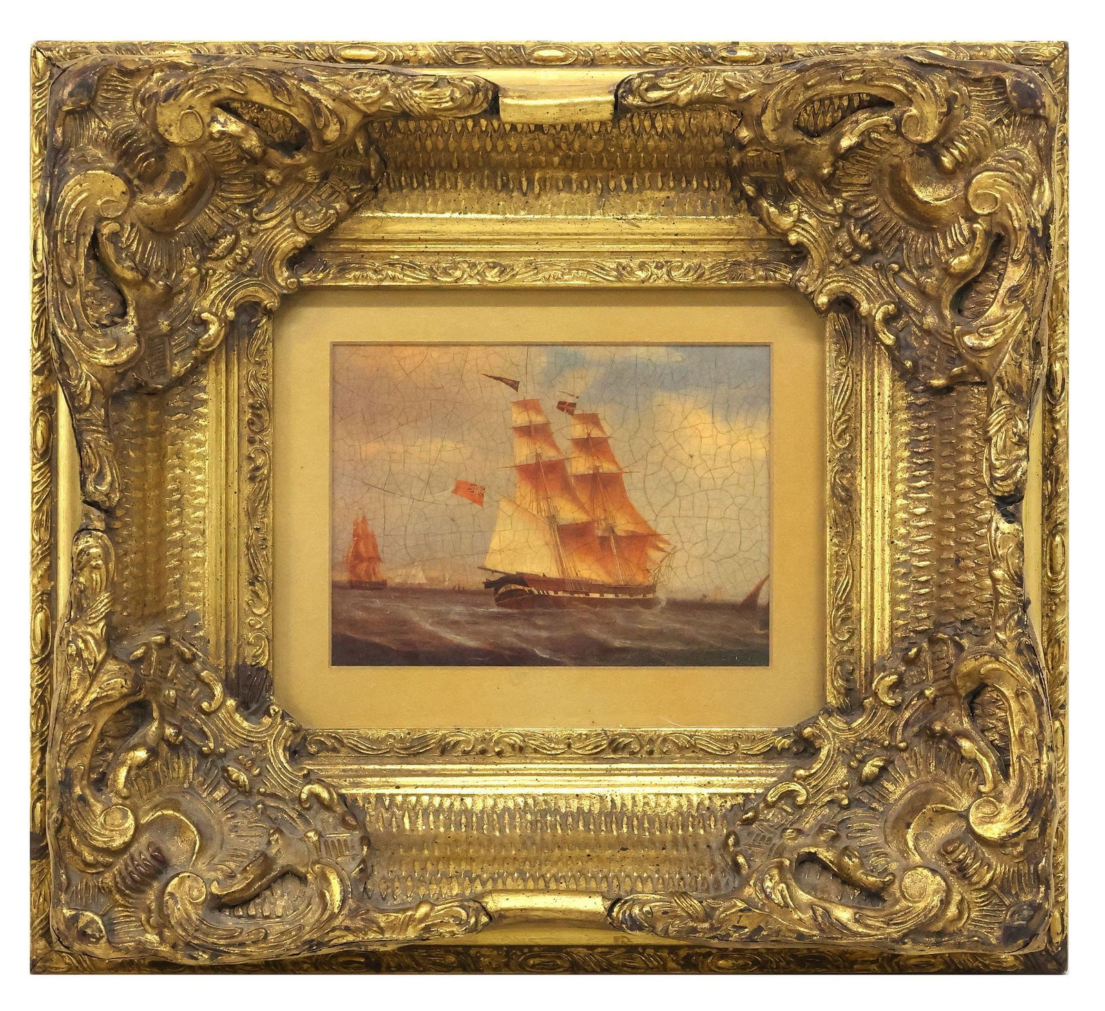 FRAMED DECORATIVE PRINT BRITISH NAVAL SHIP (1 of 4)