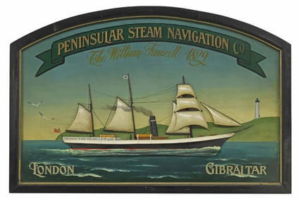 DECORATIVE NAUTICAL PAINTED SIGN HALF HULL MODEL STEAM SHIP