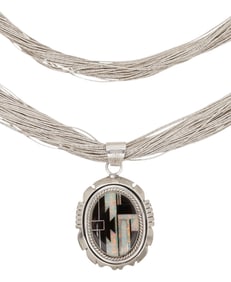 (2) SOUTHWEST LIQUID SILVER NECKLACES, (1) STERLING PENDANT