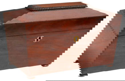 ENGLISH REGENCY SARCOPHAGUS-FORM MAHOGANY TEA CADDY