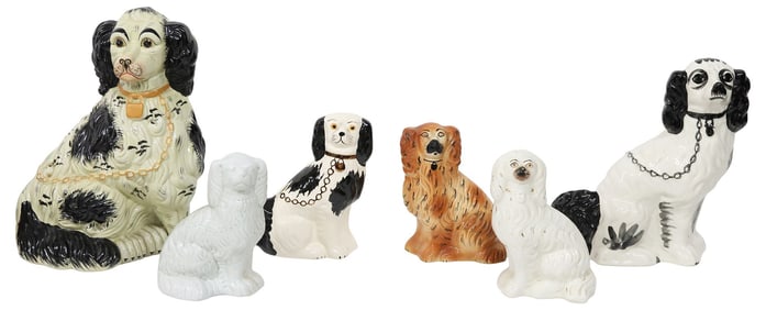 (6) ENGLISH STAFFORDSHIRE MANTEL DOGS