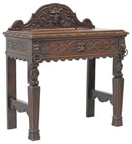 ENGLISH VICTORIAN CARVED OAK HALL TABLE