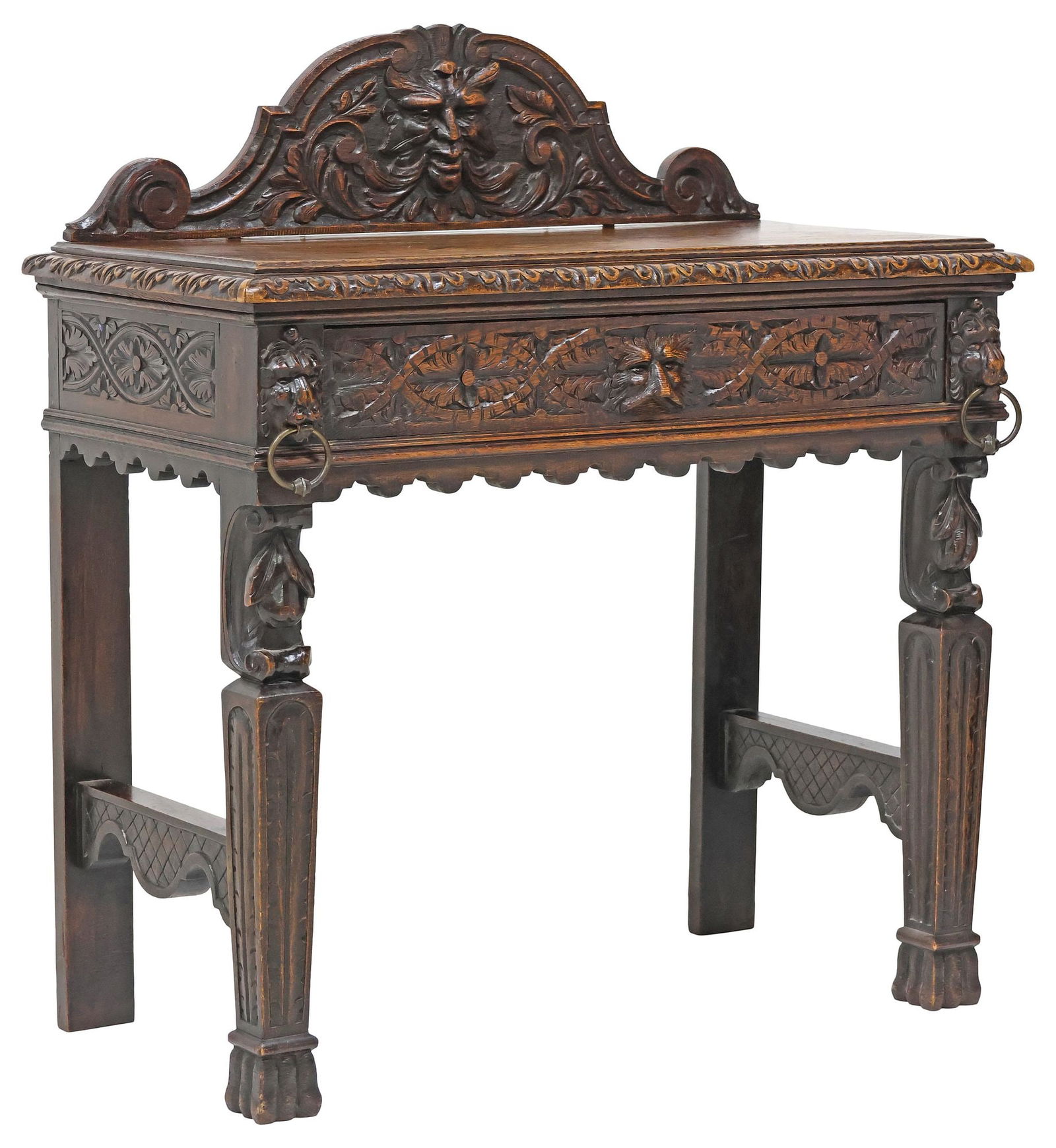 ENGLISH VICTORIAN CARVED OAK HALL TABLE (1 of 7)