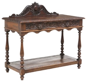 ENGLISH CARVED OAK HALL TABLE