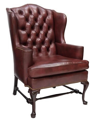 HANCOCK & MOORE BURGUNDY LEATHER WINGBACK CHAIR (1 of 3)