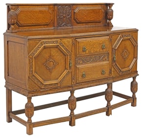 ENGLISH CARVED OAK SIDEBOARD