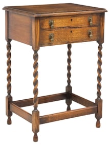 ENGLISH OAK BARLEY-TWIST SILVER CHEST / SIDE TABLE