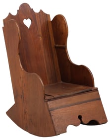 ENGLISH MAHOGANY CHILD'S ROCKING CHAIR WITH COMMODE SEAT