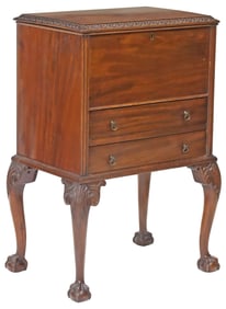 CHIPPENDALE STYLE CARVED MAHOGANY WORK TABLE