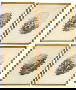 (4) AFTER WILLIAM HAMILTON (1751-1801) 'MONTHS OF THE YEAR' ENGRAVINGS: (lot of 4) Framed stipple engravings in color on paper, after William Hamilton (English, 1751-1801), engraved by William J. Allingham, signed in pencil by the engraver lower right, from the &quot;Mont