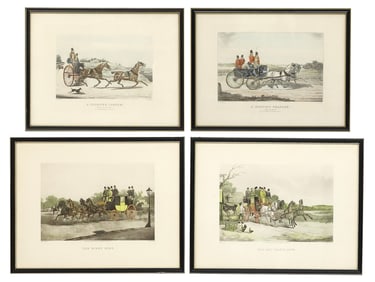 (4) AFTER W.J. SHAYER & H.T. ALKEN EQUESTRIAN STAGECOACH ENGRAVINGS