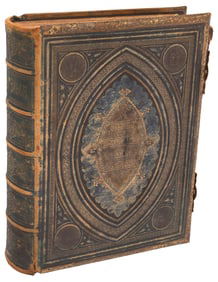 ANTIQUE LEATHER & BRASS BOUND HOLY BIBLE