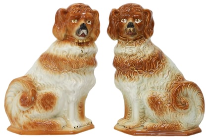 (2) ENGLISH VICTORIAN STAFFORDSHIRE MANTEL DOGS