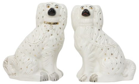 (2) ENGLISH VICTORIAN STAFFORDSHIRE MANTEL DOGS