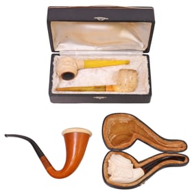 (4) MEERSCHAUM & CALABASH TOBACCO SMOKING PIPES