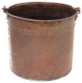 ENGLISH BRASS-BANDED COPPER OAK BARREL