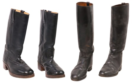(2 PAIR) ENGLISH BLACK LEATHER RIDING BOOTS