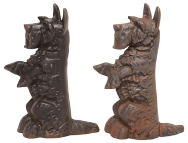 (2) ENGLISH CAST IRON SCOTTISH TERRIER FIGURAL DOORSTOPS