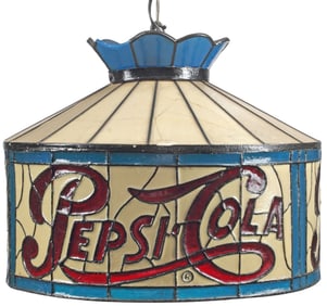 VINTAGE PEPSI-COLA COLORED PLASTIC HANGING CEILING LIGHT