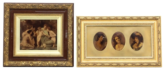 (2) FRAMED CRYSTOLEUM TINTED PRINTS, (1) AFTER BOUGUEREAU