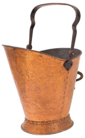 ENGLISH RIVETED COPPER & IRON COAL BUCKET / SCUTTLE