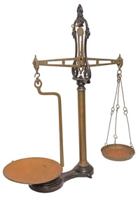 LARGE ENGLISH W&T AVERY LTD. CAST IRON & BRASS BALANCE SCALES