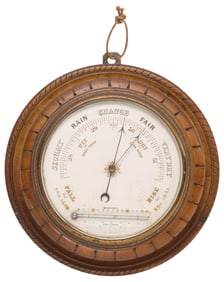 ENGLISH EDWARDIAN WALNUT WALL-HANGING BAROMETER