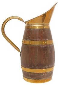 ENGLISH BRASS-BOUND COOPERED OAK CIDER / WINE JUG