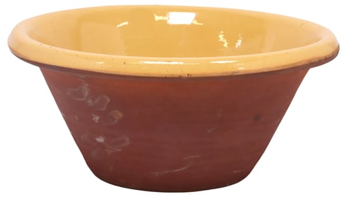 ENGLISH TERRACOTTA YELLOW SLIP GLAZE DAIRY BOWL/ PANCHEON