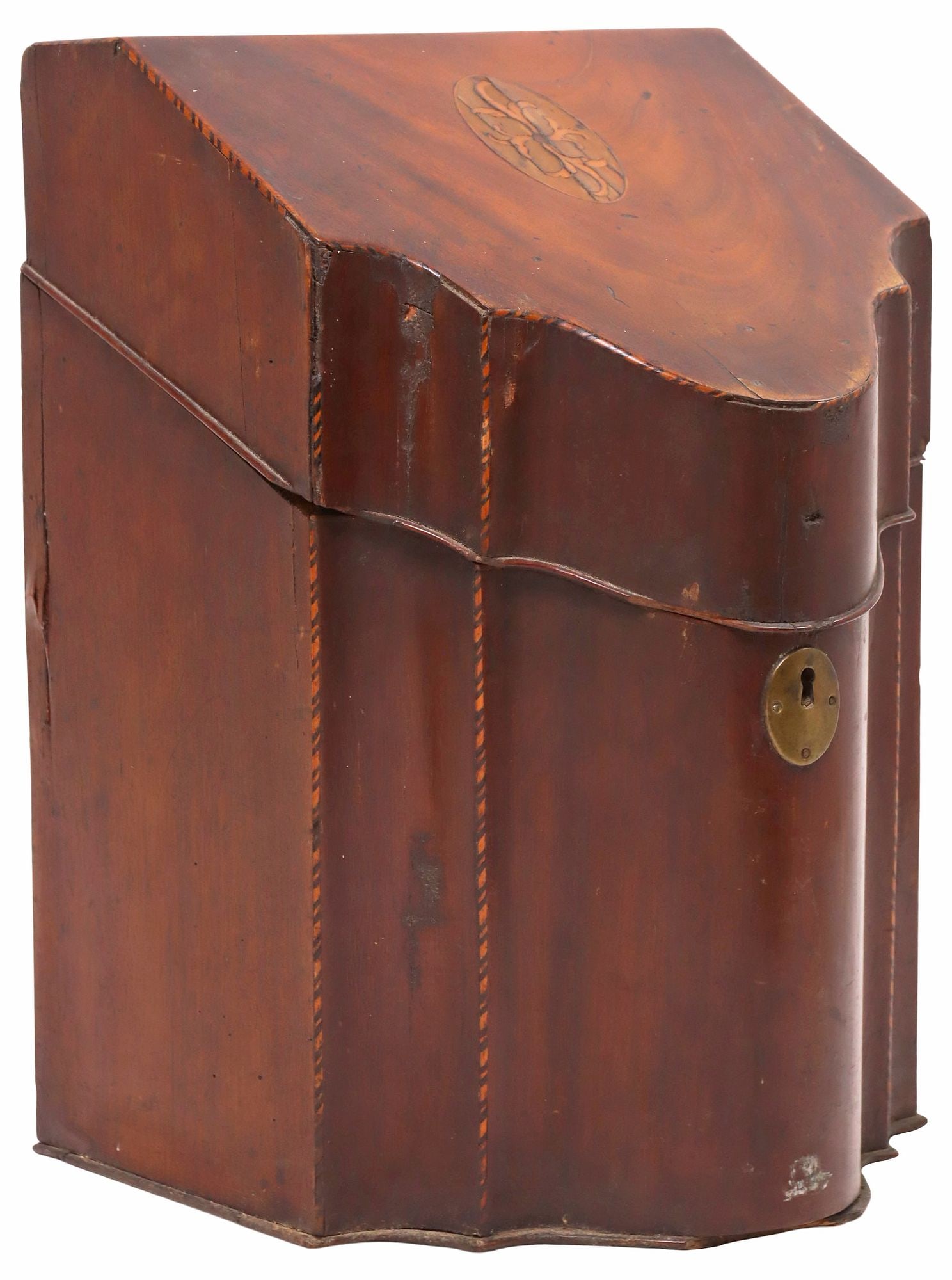 ENGLISH GEORGIAN PERIOD MAHOGANY & MARQUETRY LETTER BOX (1 of 5)