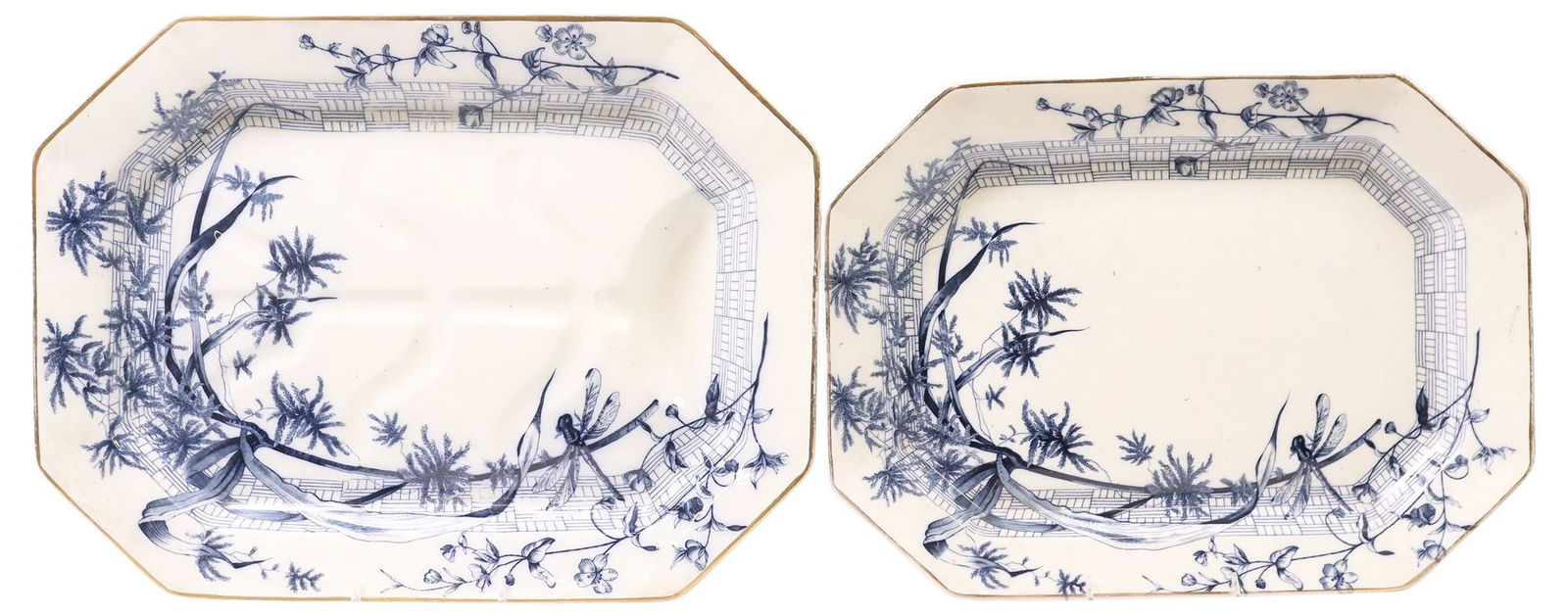 (2) ENGLISH RIDGWAYS STAFFORDSHIRE TRANSFERWARE MEAT PLATTERS (1 of 3)