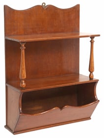 ENGLISH MAHOGANY WALL-HANGING LETTER RACK / BRACKET SHELF