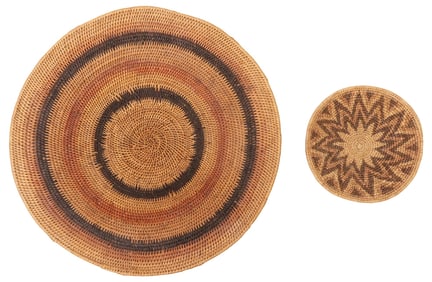 (2) COILED & WOVEN BASKETRY TRAYS