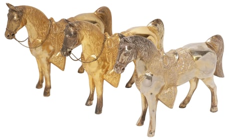 (3) WESTERN GILT METAL MODELS OF HORSES, 9.75"H