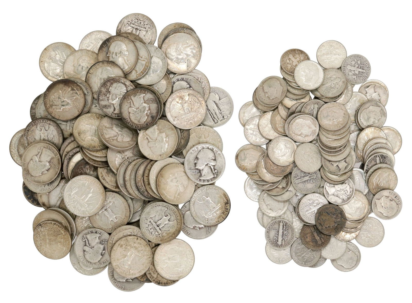 (220) U.S. PRE-1965 SILVER QUARTERS & DIMES, 27 OZ PURE SILVER (1 of 3)