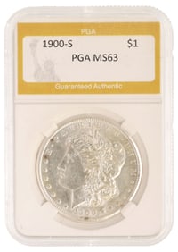 U.S. MORGAN 1900-S SILVER DOLLAR, PGA MS-63