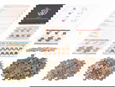 U.S. COINS, MINT SETS, NICKELS, PENNIES, LARGE QUANTITY