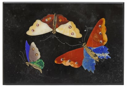 VICTORIAN PIETRA DURA BUTTERFLIES PAPERWEIGHT