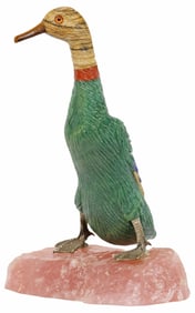 PETER MULLER (ATTRIB) GEMSTONE CARVING OF A MALLARD DUCK