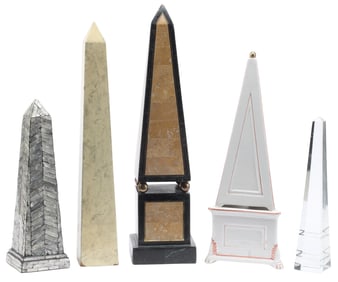 (5) COLLECTION OF GRAND TOUR STYLE OBELISKS