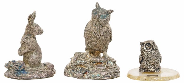 (3) YAACOV HELLER & WILLIAM C. GREENE CO. WEIGHTED STERLING ANIMAL SCULPTURES