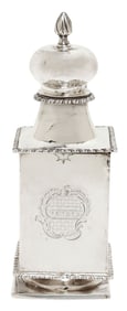 GEORGE IV STERLING SILVER ARMORIAL TEA CADDY