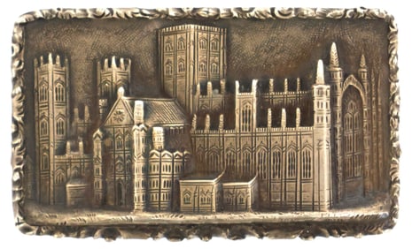 VICTORIAN STERLING SILVER YORK MINSTER 'CASTLE TOP' VINAIGRETTE