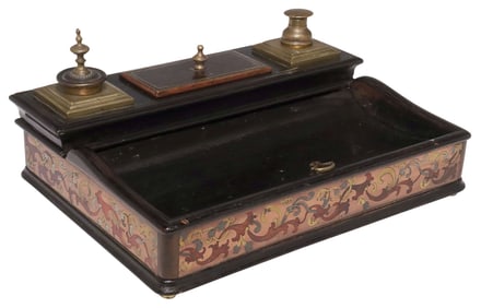 FRENCH LOUIS XIV STYLE EBONIZED & 'BOULLE' INLAID DESK STAND