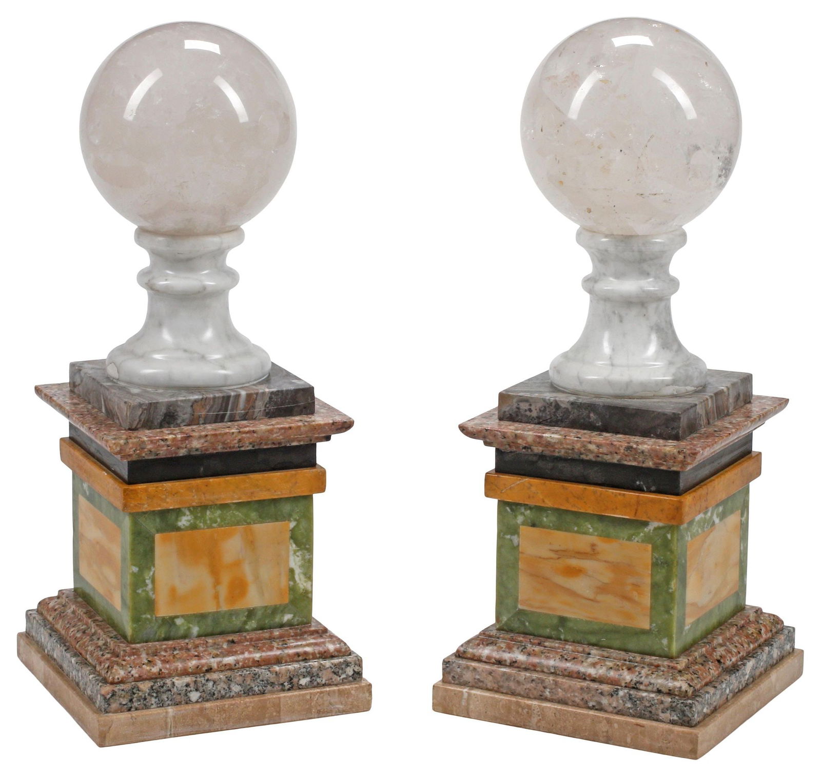 (2) ROCK CRYSTAL SPHERES ON SPECIMEN MARBLE BASES (1 of 4)