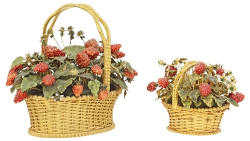 (2) JANE HUTCHESON FOR GORHAM (ATTRIB.) MINIATURE STRAWBERRY BASKETS