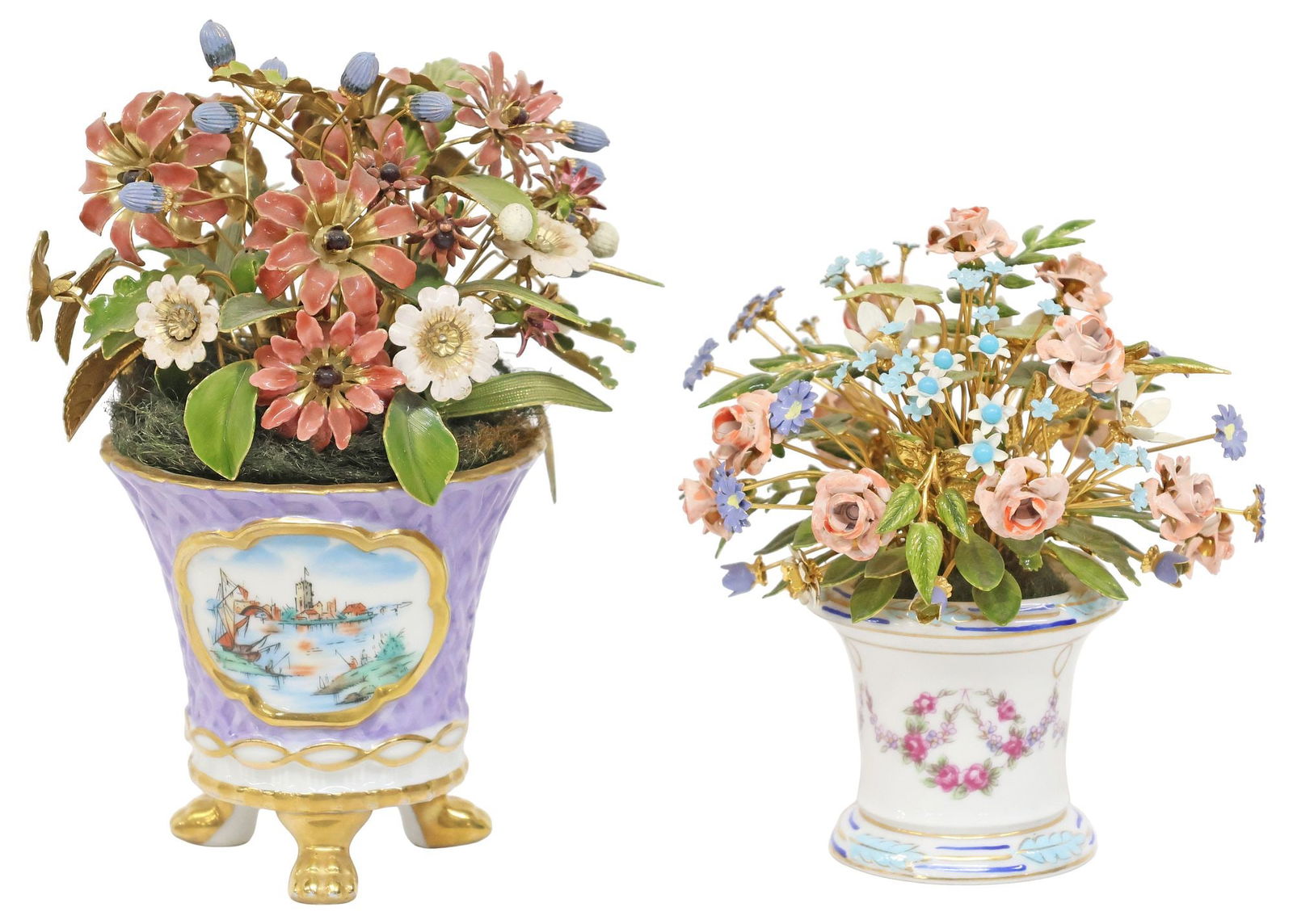 (2) MINIATURE ENAMEL FLOWER ARRANGEMENTS, 1 JANE HUTCHESON FOR GORHAM (1 of 7)